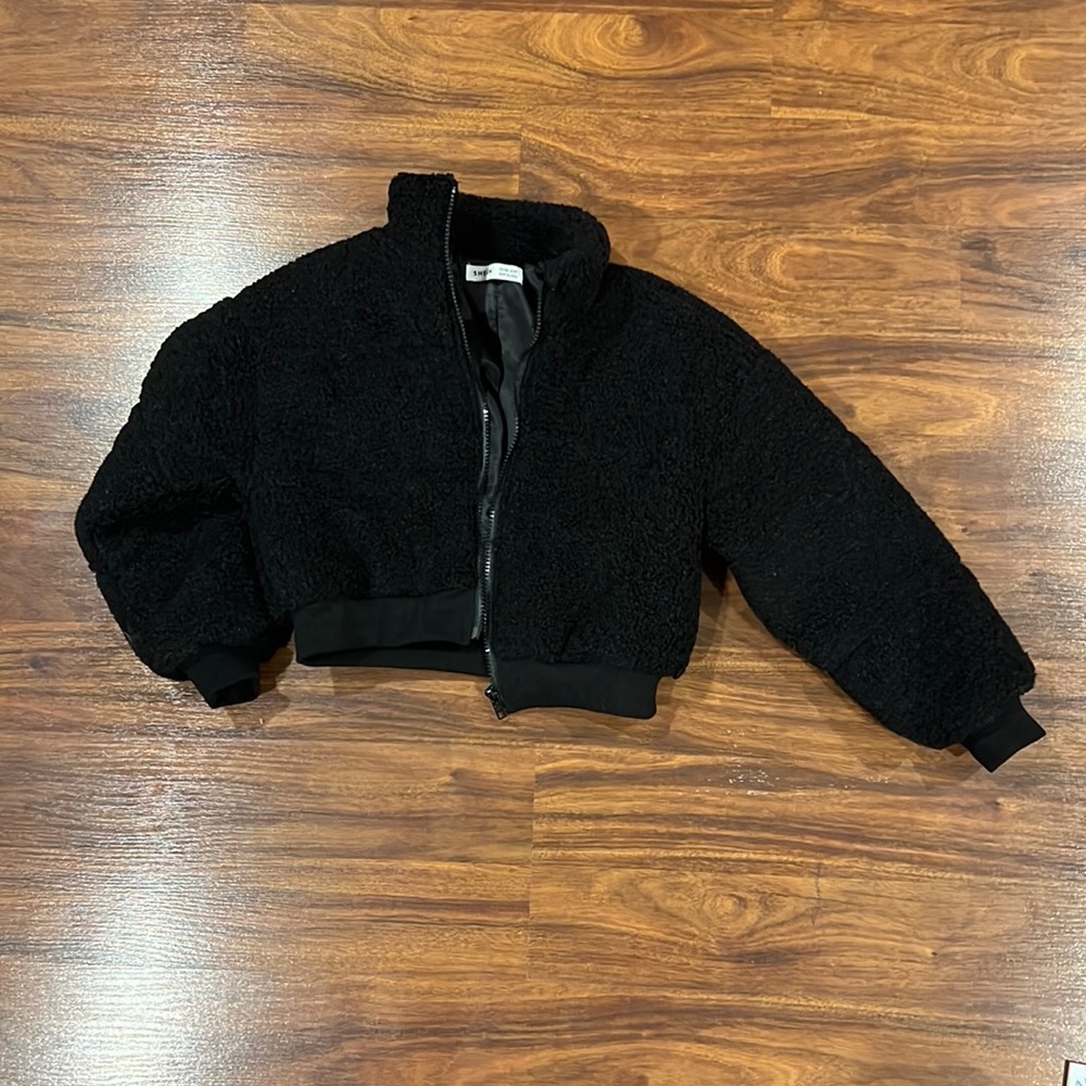 SHEIN Girls drop shoulder teddy jacket